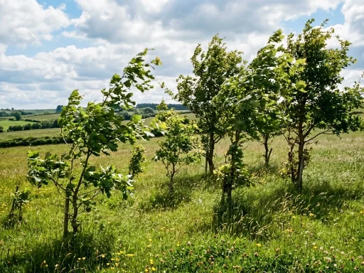 Young saplings and trees swaying in breeze developing structural strength (AI Generated Image)