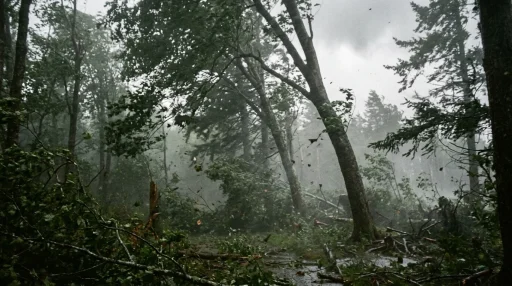 Can 60 MPH Winds Knock Down Trees? Storm Force Dynamics, Blowdown Risks, and Safety Protocols 1 Violent 60 mph storm winds flexing trees in dense woodland (AI Generated Image)